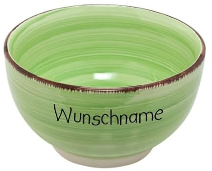 Doriantrade Bol à céréales, dessert, porridge bol en céramique vert clair personnalisable avec nom personnalisable