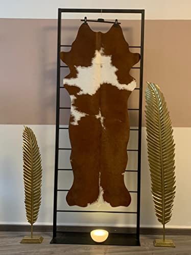unendlich schoen - Echter Kuhfell Teppich klein, Made in Germany, geruchsneutral, Rinderfell ideal fr Wohnzimmer Esszimmer Flur (braun weiß, 160 x 70 cm)