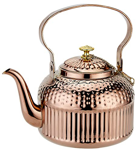 SANQIAHOME 1500 ml Tetera de acero inoxidable con infusor,antiguo,cobre