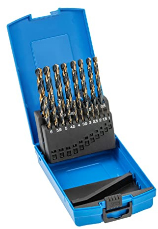 Högert Technik - Metallbohrer-Set 19 tlg. - Bohrerset zum Bohren von Löchern in Stahl, Gusseisen, Nichteisenmetallen und gehärteten Kunststoffen - - Aus HSS-Stahl - Norm DIN 338