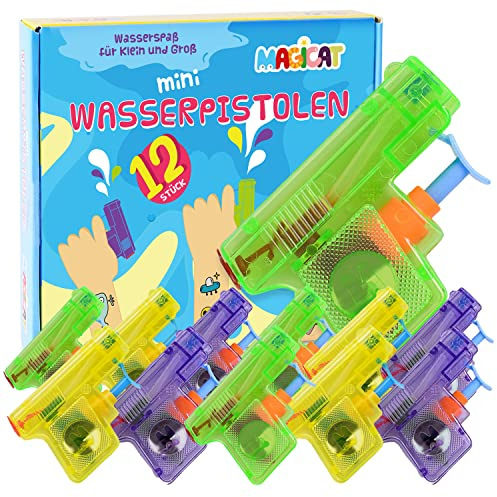 Magicat Pistolet A Eau, 12 Jet d'eau pour Petits et Grands, Jouets de mer pour Enfants et Adultes, d'été pour Le Jardin et la Piscine, Cadeau Optimal et Accessoires de Piscine
