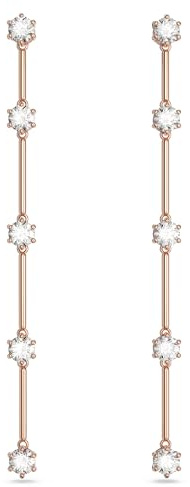 Swarovski Constella Ohrhänger, Weiße und Rosé Vergoldete Hängeohrringe mit Strahlenden Swarovski Kristallen