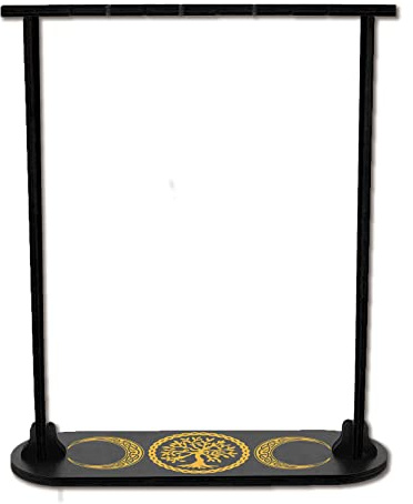 CREATCABIN Piccolo Espositore in Cristallo Albero della Vita Supporto in Cristallo in Legno Supporto Divinazione Pendolo Portaoggetti Catena Magica Strega Boho per Appendere 9.8x3.1 Pollice
