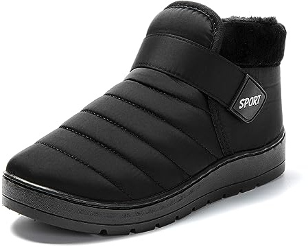 JOMIX Zapatillas Casa Hombre Invierno Calientes, Pantuflas Cerradas de Felpa, Botas con Cierre, Interior Exterior, Negro, 45 EU