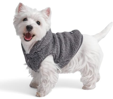 Spark Paws Teddy Hundepullover – Kuschelige Sherpa-Weste mit Warmer Fleece-Fütterung, Wintermantel für kleine, mittlere & große Hunde XL XXL - Grau - M