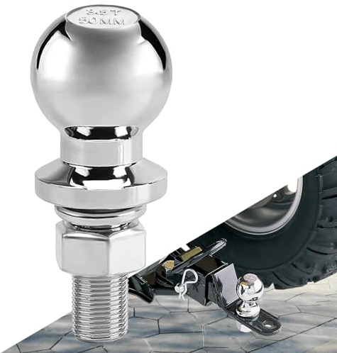 Bikasun 50mm 3.5T Anhängerkupplungskugel, Kugelkopf für Anhängerkupplung | Ø22mm Schraube, Widerstandsfähig gegen Abrieb, Korrosion Kupplungskugel für Traktor Quad Anhänger Wohnmobil Strandmotorräder