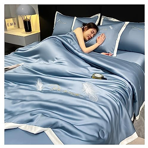 Sommer-Steppdecke Aus Einfacher Eisseide, Premium-Sommerbettdecken Aus Kühler Eisseide, Waschbare Steppdecke Aus Eisseide, Einfache Klimaanlage, Bequeme, Waschbare Bettwäsche ( Color : #1 , Size : 180