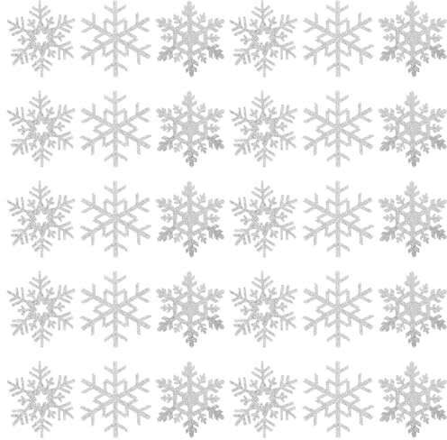 MAGICLULU 30st Schneeflocken-aufkleber Aufnäher Zum Aufbügeln Auf Kleidung Glitzernde Schneeflocken-patches Süße Stickereiflecken Schneeflocken Deko Cool Stoff Das Bügeleisen Braut Esstisch