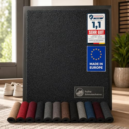 Carpet Diem Fußmatte Anthrazit, 80x120 cm, rutschfeste Schmutzfangmatte | Fußmatte Eingangsbereich, Innen & außen, rutschfeste Türmatte, Schmutzfang Teppich für Haustür, Fußabtreter Qualität aus EU