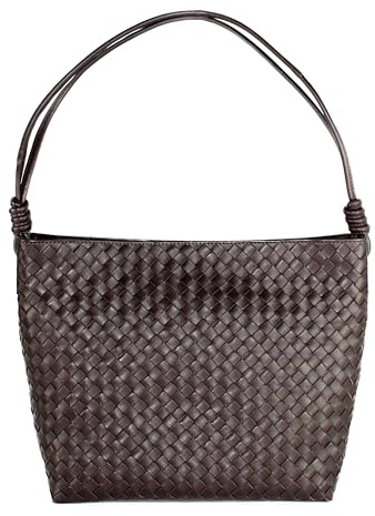 Zerimar Handtasche aus Naturleder für Damen | lässige Handtasche | elegante Schultertaschen | klassische Handtaschen | lässige Ledertasche, Braun, geflochten, 48x28x13cm