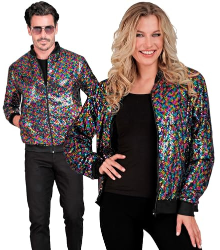 W WIDMANN MILANO Party Fashion - Pailletten Bomberjacke | für Erwachsene, glänzende Kostümjacke für Festival, Karneval und auffällige Party- / Disco-Outfits