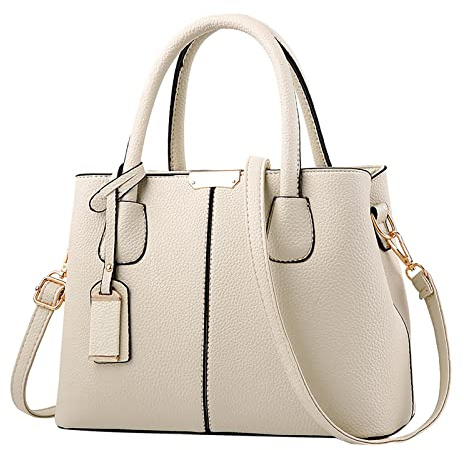 Taschen Design Handtasche für Frauen Geräumige Handtaschen Damen Geldbörse Satchel Schultertasche Tote Ledertasche Lederfett Schwarz Für Taschen (Beige, One Size)
