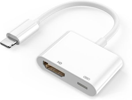 Adattatore HDMI per iPhone e iPad a TV, cavo adattatore HDMI per sincronizzazione audio AV digitale e convertitore video con porta di ricarica Lightning compatibile con iPhone, iPad, iPod su HDTV