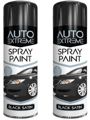 SDMAX All Purpose Black Satin Spray Paint, Satin Finish, Suitable for Wood, Metal, Plastic, and, Glass Surfaces, Quick Spraying, Interior and Exterior Usage, 250ML (2 Pcs)
