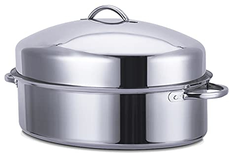 ANSNOW Oval Fish Steamer - Multipurpose Cookware Steamer Pot with Lid, Steamer Rack, Ceramic Pan, Chuck for Steaming Fish, Seafood