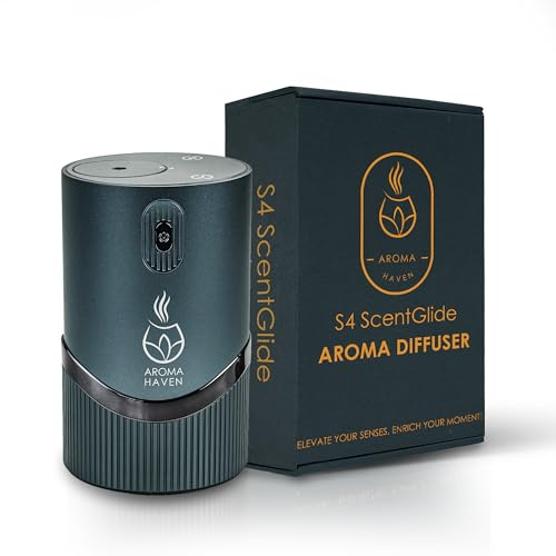 Aroma Haven S4 ScentGlide Waterless Oil Diffuser Nebulizer | Portable Rechargeable Wireless Aromatherapy for Essential Oils | Home, Office, Car Freshener | Electric Aromatherapy Diffuser (Mint Grey)