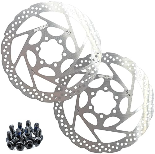 MyBESTbike – Lot de 2 disques de frein 140/160/180 mm en acier inoxydable avec 12 vis T25 M5 x 10 mm pour vélo de montagne, VTT, BMX