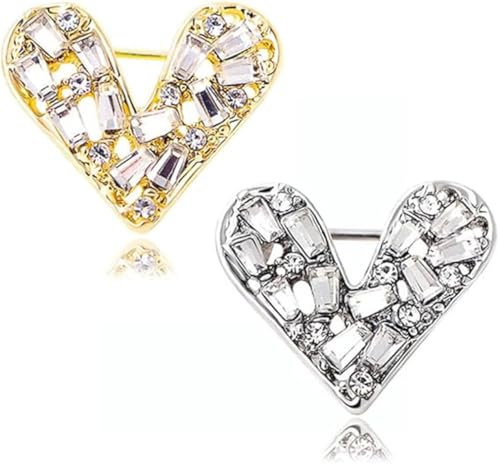 Kristall-Herz-Brosche Liebesherz Strass-Schal-Brosche für Frauen Schal Pin Clip Unverwechselbare Corsage Hochzeit Party Kleider Zubehör Schmuck Geschenk