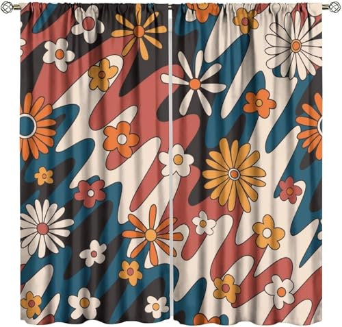 Vorhang Blickdicht Gardinen Mit Ösen - 2 Stücke 170 (B) X 200 (H) cm Verdunklungsvorhänge 3D Blumenpflanze Muster Thermovorhang Für Kinderzimmer Schlafzimmer Weihnachtsgardinen 9426352288001