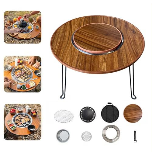 Barbecue au charbon de bois avec table d'appoint pour barbecue en plein air, barbecue portable et tables basses à double usage pour les pique-niques, la terrasse et les fêtes, station de cuisson