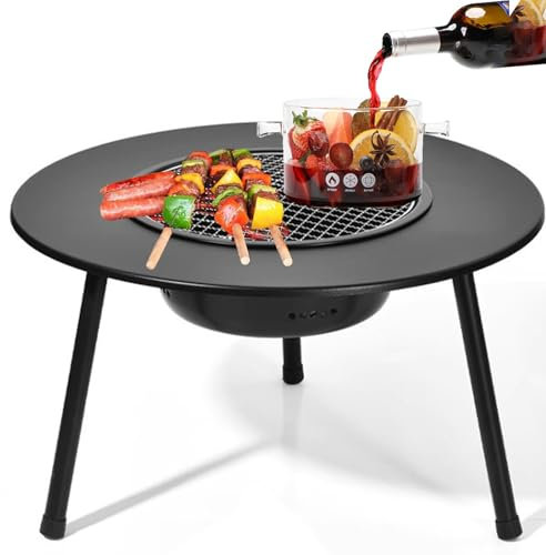Tavolo portatile pieghevole a carbonella per picnic, campeggio e feste, mini fornello per barbecue per cortile, patio e giardino all'aperto, barbecue per la casa, tavolino da caffè con griglia per