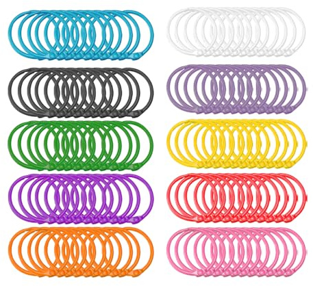 Wenrescry 100 Stück Buchringe,Schlüsselringe bunt, karteikarten ringe, 30mm Metall Ringbuch Binder Ringe, Mehrfarbig für Scrapbook, Fotoalbum, Album und Memo-Ablage