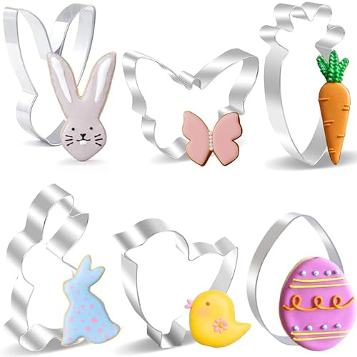 BELSVOR Set mit 6 Ausstechformen Ostern, Ausstecher ostern aus Edelstahl, Ausstechformen für Dekoration Keks/Kuchen/Plätzchen/Gebäck, Keksausstecher 6 Stück