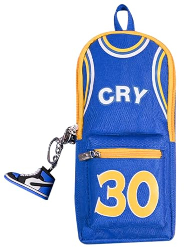 YUEcthynous Estuche para lápices de jugador de baloncesto de gran capacidad, estuche de jugador de baloncesto estrella de baloncesto colorido 24 camiseta, gran capacidad 2 compartimentos doble