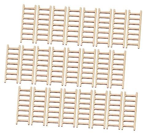 DECHOUS 24pcs Wooden Ladder Decor Miniature Garden Accessory for Diy Crafts and Micro-landscape Design for Dollhouse and Table Decoration