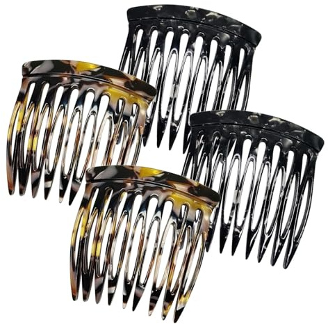 Auiremrti Peigne à cheveux à enfiler, Ensemble de 4 mini pinces à cheveux, Peignes latéraux français en acétate de cellulose, Design vintage, Idéal pour toutes les épaisseurs de cheveux