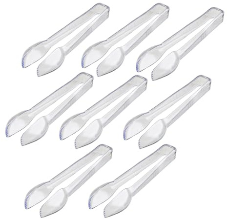 HOMESHOPA Clear Plastic Serving Tongs, 8 Pack Salad Mixing Cutlery Long Handle, Durable, Reusable & Multipurpose Stylish Dining Tongs, Perfect for Birthday Parties Weddings Camping & Events