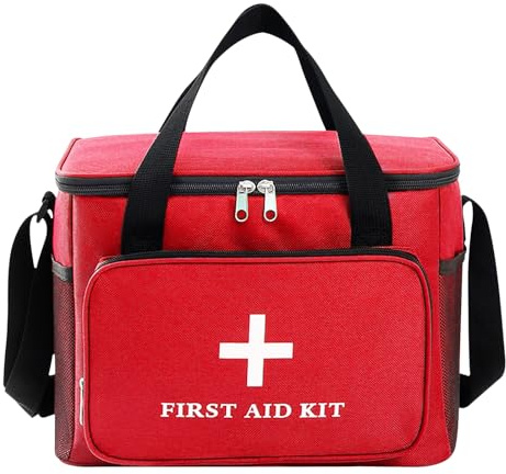 FYting Porta Medicine da Viaggio 14L,Kit Pronto Soccorso XXL,Cassetta Pronto Soccorso Vuota,con Tracolla a Tracolla,Impermeabile, per Casa, Scuola, Viaggi, Campeggio, Escursioni (Rosso)