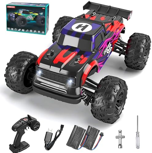 M MUNCASO Remote Control Cars 1:16 Fast RC Car, 40+ KM/H High-Speed Remote Control Car, 4WD Off-Road Monster Truck with Dual Batteries, 2.4Ghz All Terrain Fast Racing Toy for Adults & Kids Age 8+