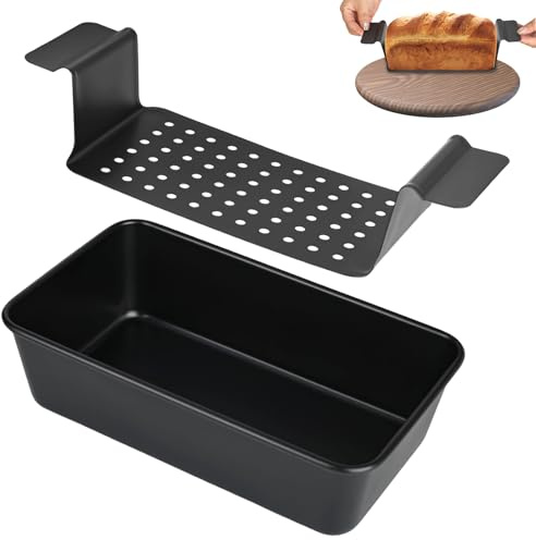 YHNDECO Molde de acero al carbono, molde para pan con bandeja de drenaje, moldes para pan, molde de acero al carbono, molde de acero al carbono para horno, pan y asado de carne, 24 x 14 x 6,5 cm