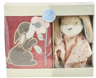 Sterntaler Geschenkset Hase Hanni -bestehend aus Schmusetuch mit Rassel & weichem, saugfähigen Kinderhandtuch - Mädchen Geschenk zur Geburt, Baby Party oder Taufe, perlrosa