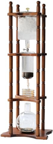 Brew Tower Drip Coffee Maker, Cold Brew Drip Coffee Maker Wooden For 25 People Slow Drip Technology Glass Stainless Steel