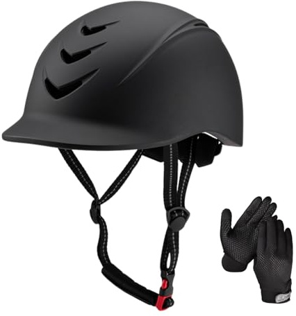Equestrian Set - Helmet and Gloves for Horseback Riding and Training - Horse Riding Safety Gear Helmets Equestrian Equi-Pro Gear Gloves, Medium Size