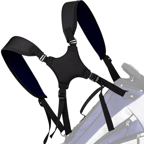 WSNDM Golftasche Schultergurt, Schwarz, Golf Bag Straps, Universal Replacement Double Shoulder Single Shoulder Straps, Verstellbare Weichere Polsterung Golf Bag Riemen, Langlebiger Bequemer Tragerieme
