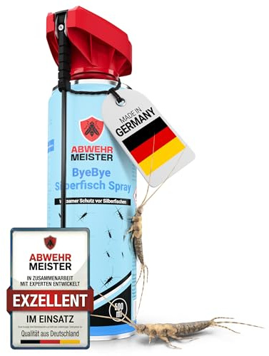 ABWEHR MEISTER ORIGINAL ByeBye Silberfisch-Spray 2.0 [500 ml] | Silberfische bekämpfen & gegen Papierfische, erreicht jedes Versteck dank integrierter Sprühlanze