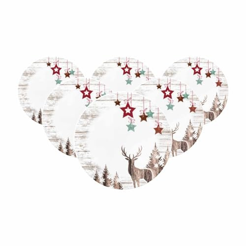 Seltmann Weiden Life Christmas Frühstücksteller 6er Set – Runde Kuchenteller Ø 22,5 cm | Elch- & Sternmotive | Porzellan, Spülmaschinenfest | Festliches Geschirr für Weihnachten | Bunt