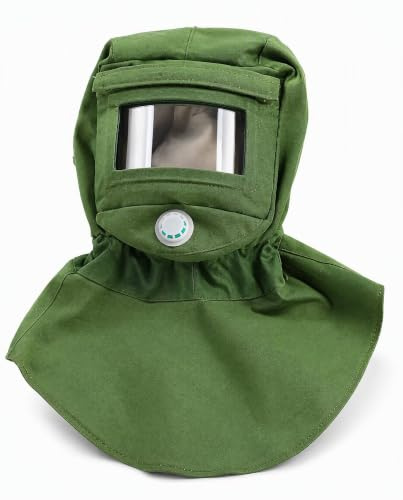 Jelquix Capuchon de Sablage, Châle de Sablage avec Col élastique en Verre incurvé épais pour le Polissage, le, la Peinture, le Revêtement en Poudre