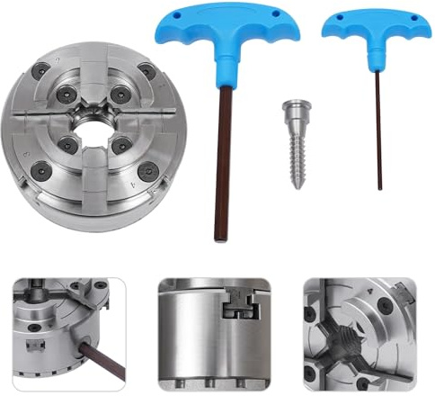 4-Backen Selbstzentrierendes Spannfutter Backenfutter Drechselfutter M33 Für Drechselbank Drechselmesser Zentral Einstellbares PräZisionsfutter Drechselbank Zubehör, Robustes 40Cr Stahl gehärtet