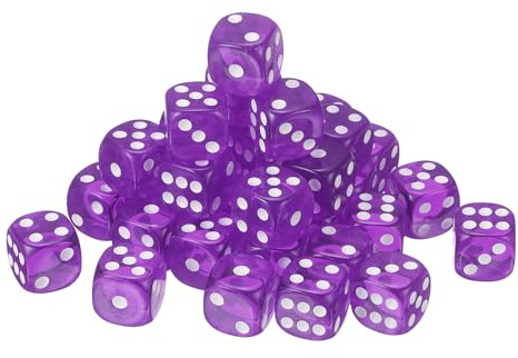 QUARKZMAN 36Pcs Dadi Acrilici A 6 Facce 16mm/0.63 Dadi D6 Viola | Per Giochi Da Tavolo A Tema Party Divertenti, Con Angoli Arrotondati, Traslucidi Colorati