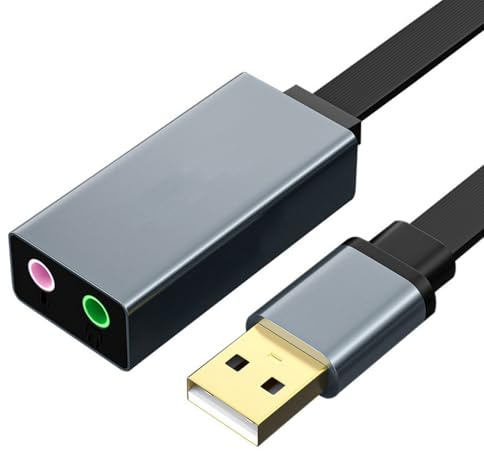 Obotsnoi Carte son USB avec port casque 3,5 mm, adaptateur USB stéréo externe pour PC, ordinateur portable, ordinateur de bureau