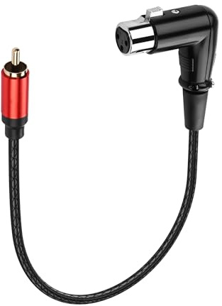 SinLoon Câble XLR femelle vers RCA mâle, adaptateur symétrique à 3 broches vers asymétrique, gaine texturée en cuir souple pour table de mixage, amplificateur, haut-parleur et interface audio - 0,3 m