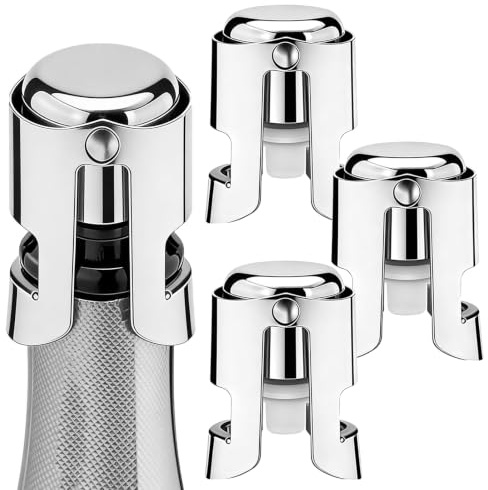 Pyralidsg 3 Piezas Tapón de Botella, Tapón de Botella de Champán, Acero Inoxidable, Tapónes para Botellas de Vino Espumoso, Tapónes de Champán para Vinos Espumosos, Cava, y Prosecco
