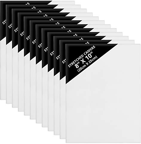 Kurtzy Blanko Leinwände (12 Stk) – 20x25cm – Bespannter Rahmen, Keilrahmen Leinwand Set für Künstlerbedarf, Leinwandbrett für Ölfarben, Acrylfarben, zum Skizzieren & Zeichnen