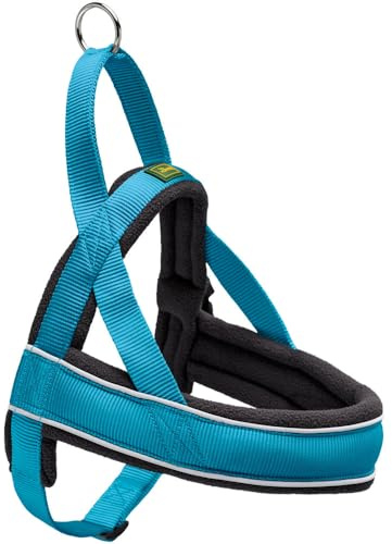 HUNTER RACING - Arnés noruego para perros, nailon, reflectante, apto para abrigos, azul,L-XL,82 - 105 cm
