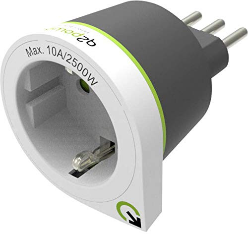 Q2 Power | Europe to Italy | Universal-Reiseadapter mit Erdungsstecker | Kid Safe Stoßschutz | Spannung und Leistung 100V-1500W / 125V-1875W