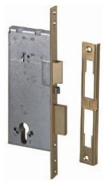 CISA, 112015500, Elektroschloss für Türen und Türen - 50 mm, satiniertes Messing, Riegel und Riegel mit manueller Rückkehr